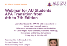 AU Student Webinar on APA 7th Edition: Transition from 6th Edition