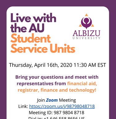 Live with the AU Student Service Units