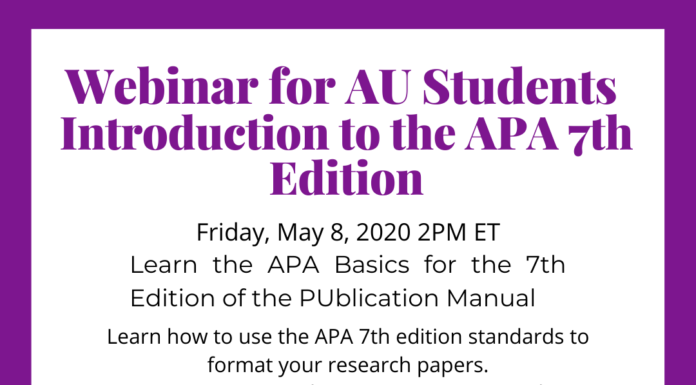 AU Student Webinar – Intro to APA 7