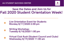 Fall 2020 Student Orientation – Save the Date