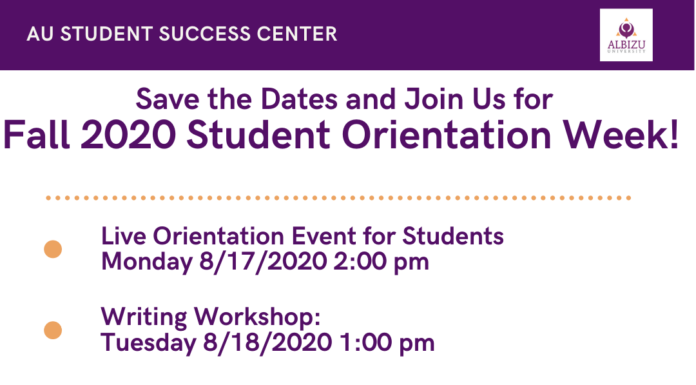 Fall 2020 Student Orientation – Save the Date