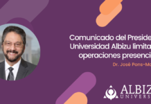 Comunicado del Presidente: Universidad Albizu limita sus operaciones presenciales