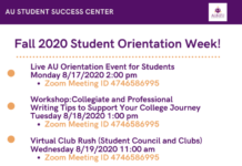 Fall 2020 Student Orientation Events
