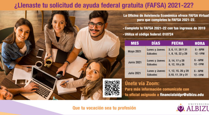 FAFSA Virtual: Calendario de Asistencia Virtual