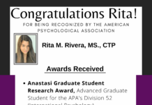 Congratulations to Rita Rivera, PsyD Student for her APA Awards