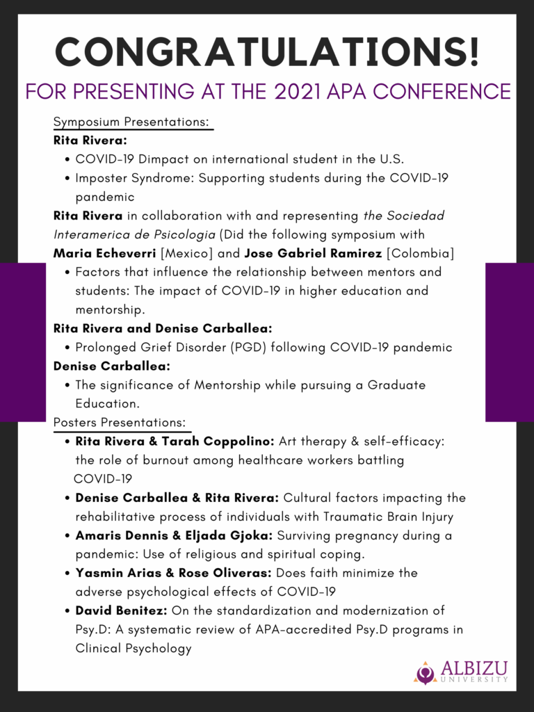 Congratulations to our 2021 APA Convention Presenters and Awardees ...