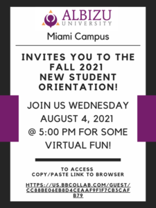 Fall 2021 Student Orientation | Albizu Info Central