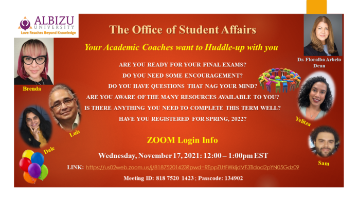 Student Huddle – Get ready for finals!