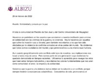 Solidaridad y jornada por la paz