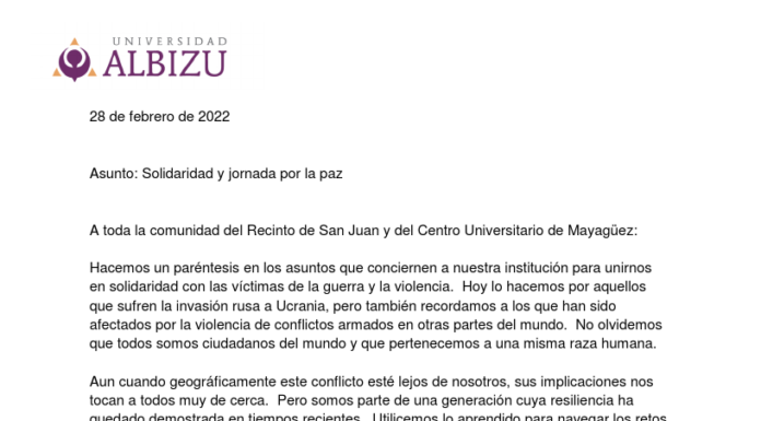 Solidaridad y jornada por la paz