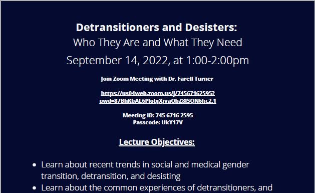 Detransitioners and Desisters: Who They Are and What They Need