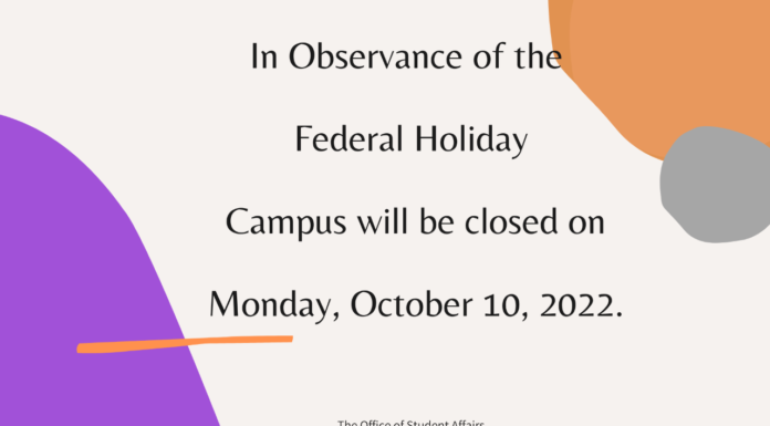Campus Closed – Monday, October 10, 2022