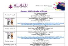 January 2025 Calendar of Events