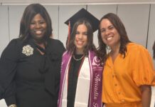Dr. Sharrie R. Dean “Dean Dean” of Student Affairs, Miami with students preparing for graduation! The 2025 Miami Commencement Ceremony, October 10, 2025, James L. Knight Center, 10:00 am, Miami, FL.
