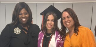 Dr. Sharrie R. Dean “Dean Dean” of Student Affairs, Miami with students preparing for graduation! The 2025 Miami Commencement Ceremony, October 10, 2025, James L. Knight Center, 10:00 am, Miami, FL.